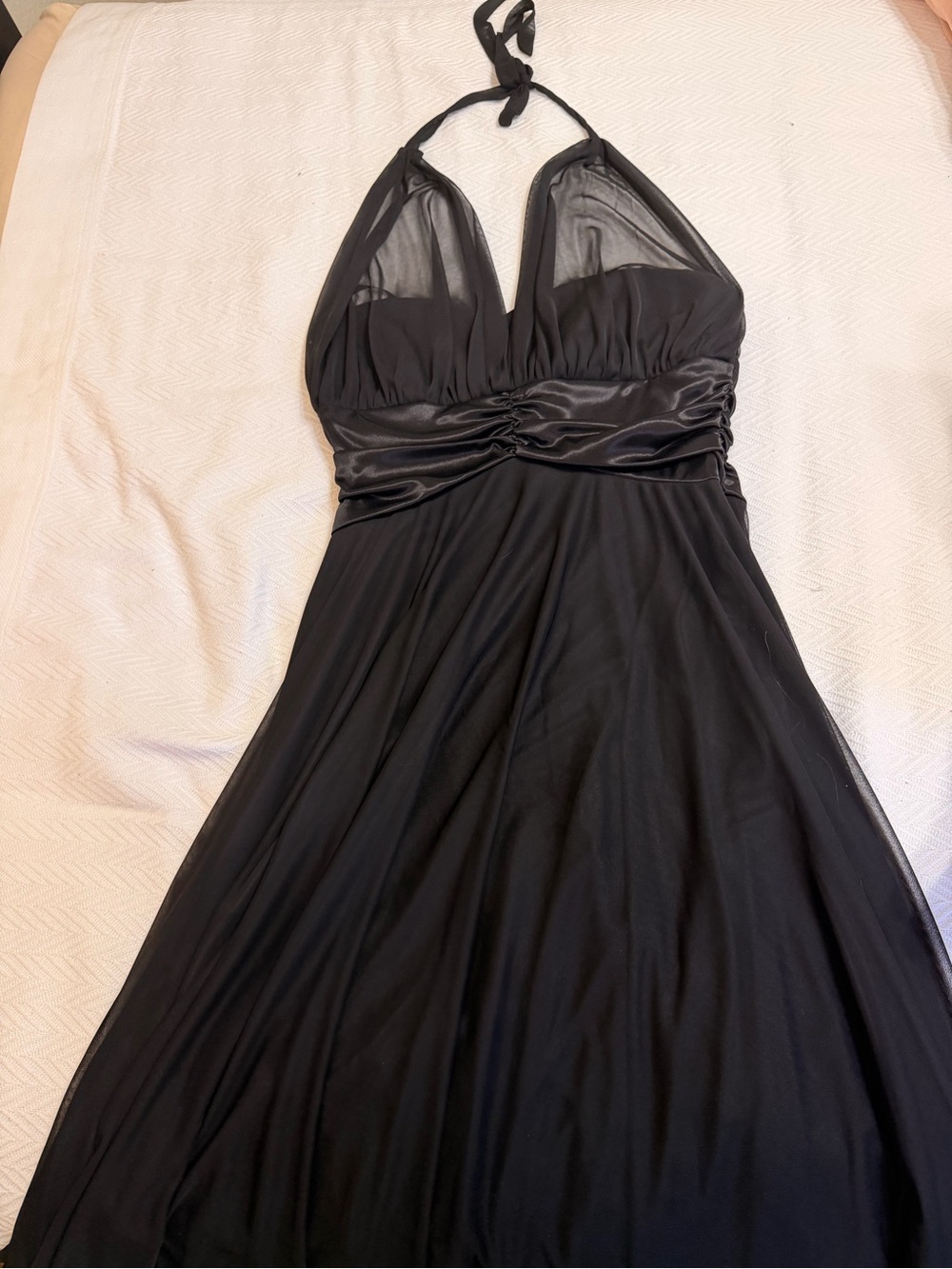 XOXO Black Halter Maxi Dress with Satin Waistband